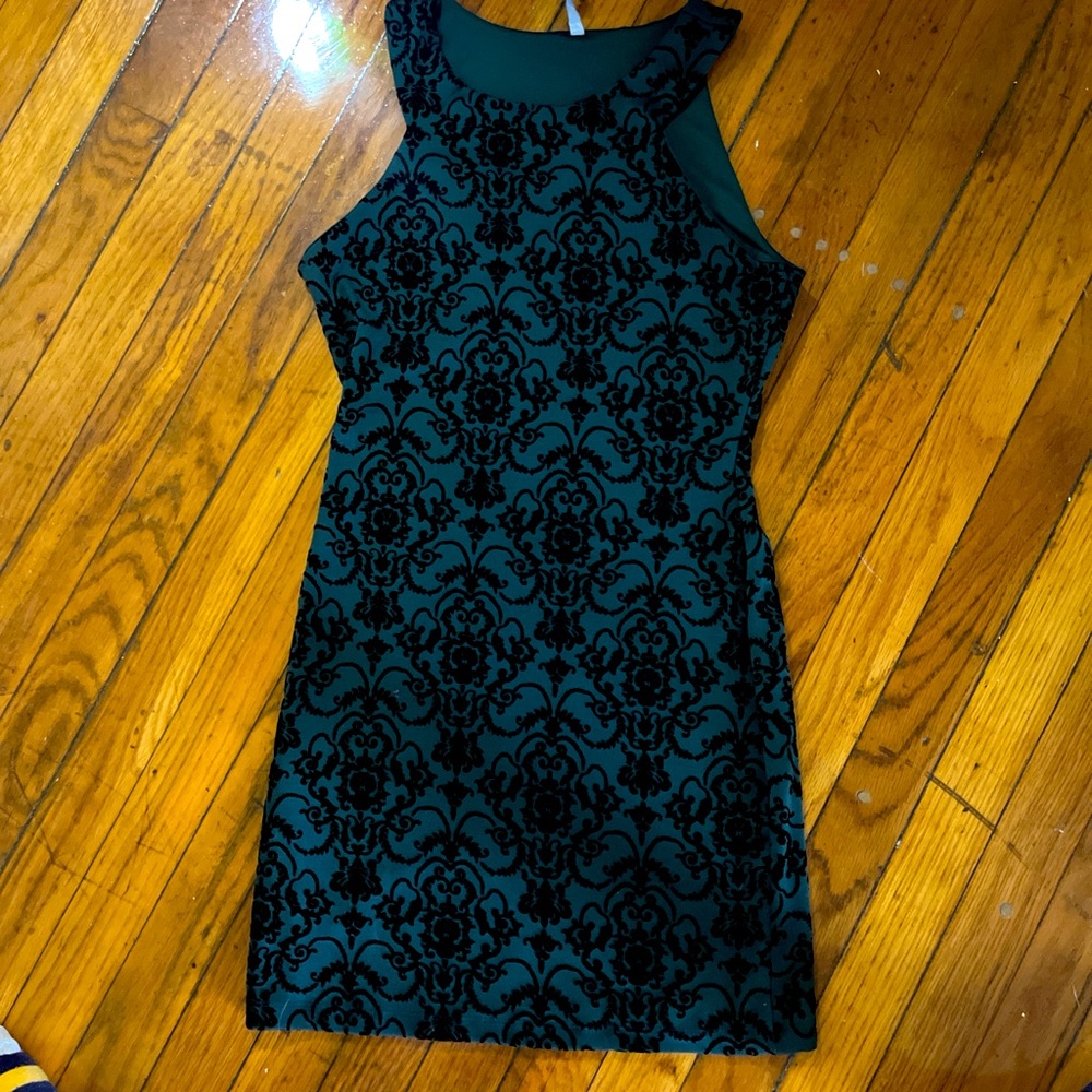 Green and Black Pattern BodyCon cocktail dress